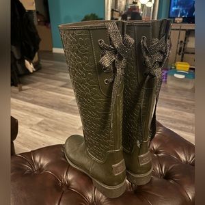 Coach Rain Boots Size 8B - Olive Green